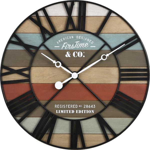 FirsTime & Co. Colorful Maritime Farmhouse Planks Clock