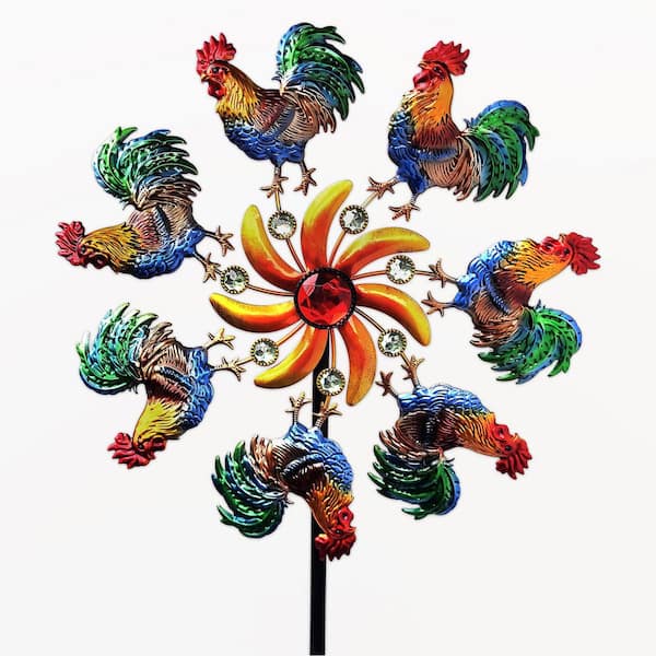 49 in. H Metal Rooster Wind Spinner