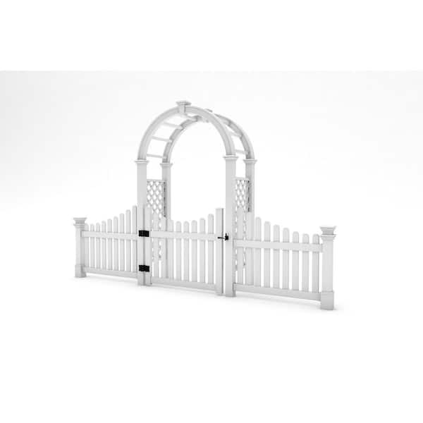 Nantucket Legacy Arbor with Picket Fence Wings and Gate