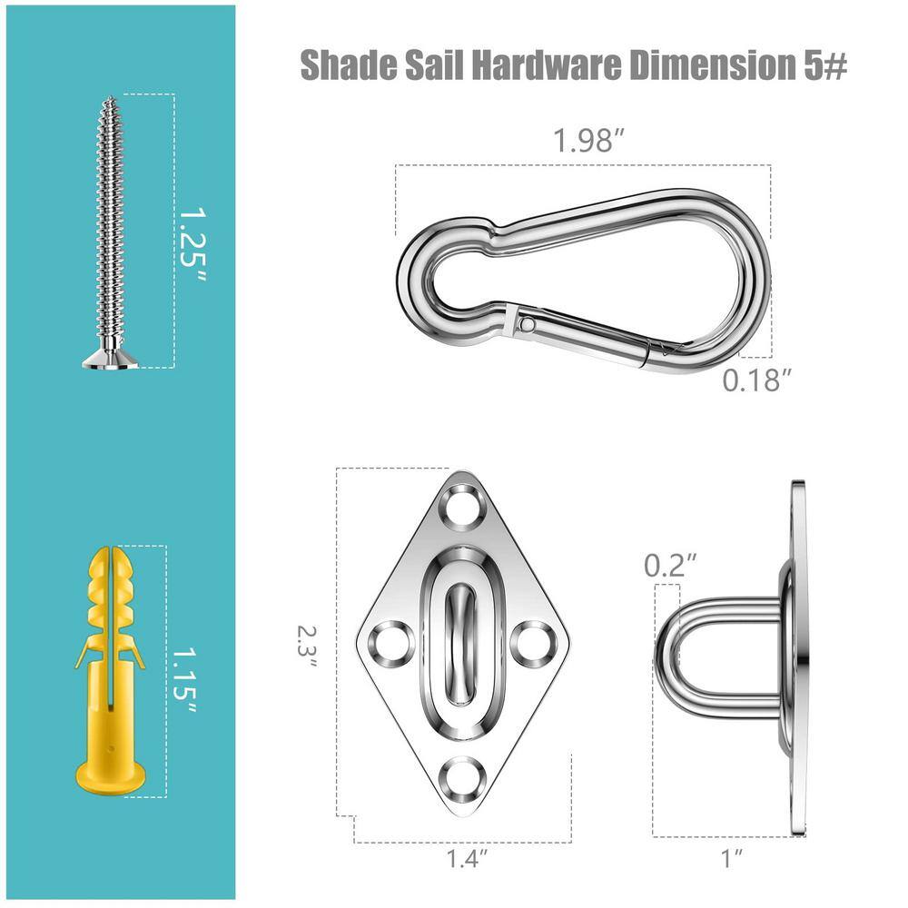 5 Inch Heavy Duty Stainless Steel Sun Shade Sail Hardware Kit