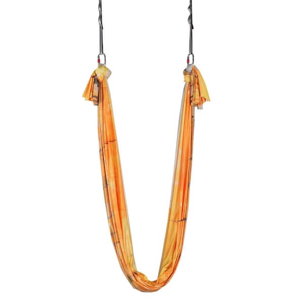 Aerial Yoga Hammock and Swing, 5.5 Yds, 100gsm Nylon, Complete Hardware, Easy Setup, Ideal for All-Level Fitness, Golden