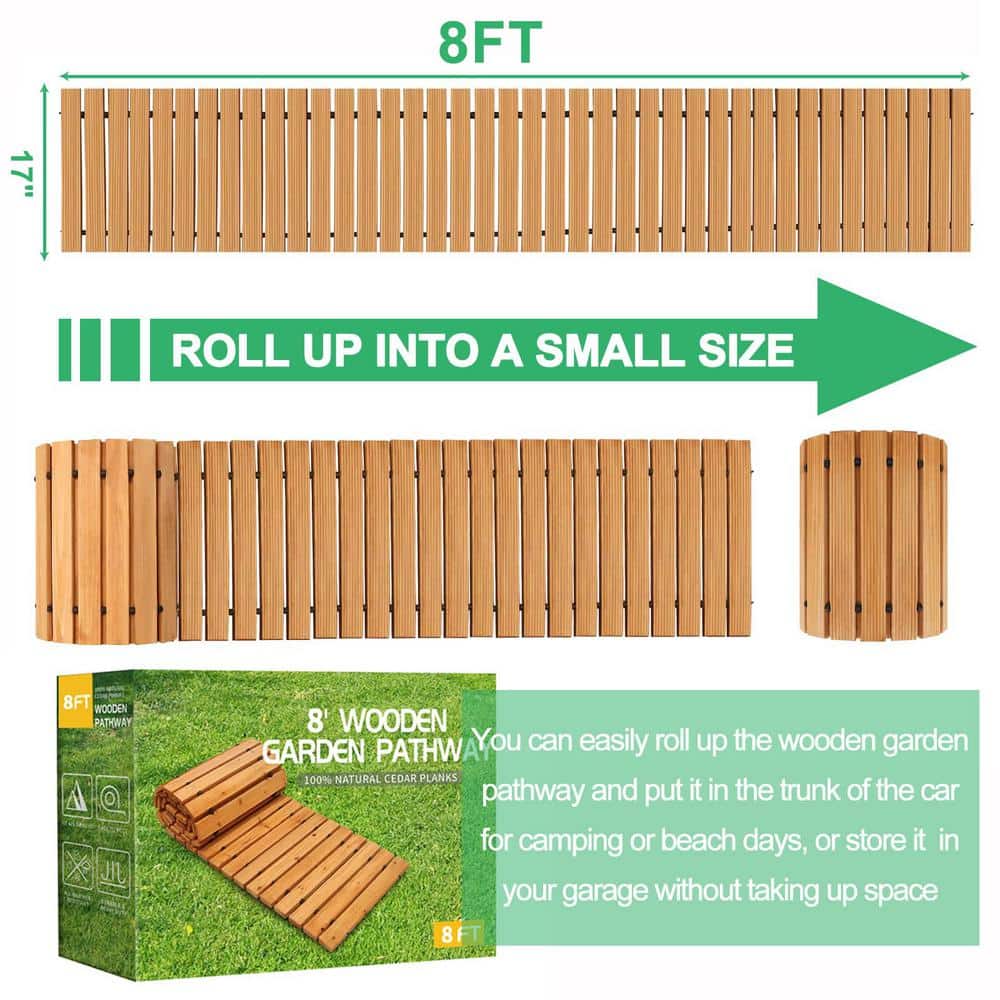8 ft. Natural Cedar Roll-Up Garden Pathway