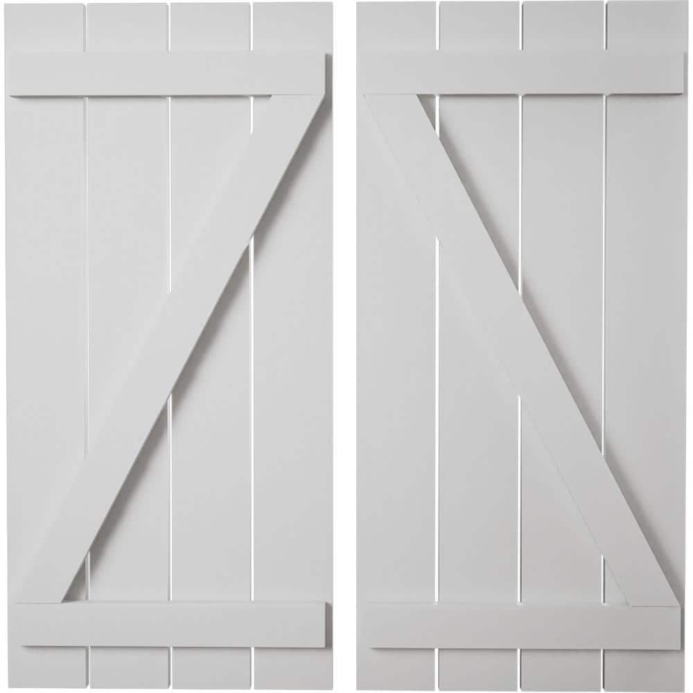 23.5 in. x 74 in. Timberthane Polyurethane 4-Board Spaced Board-n-Batten Smooth Faux Wood Shutters w/Z-Board Pair price history on PriceWatchPro