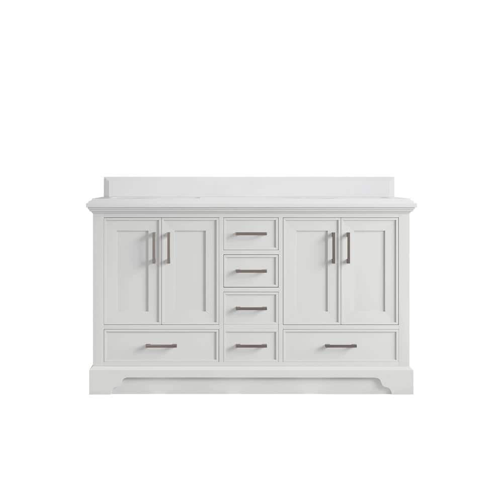 Charlotte 60 in. Double Sink Freestanding White Bath Vanity with White Qt. Top Unassembled price history on PriceWatchPro