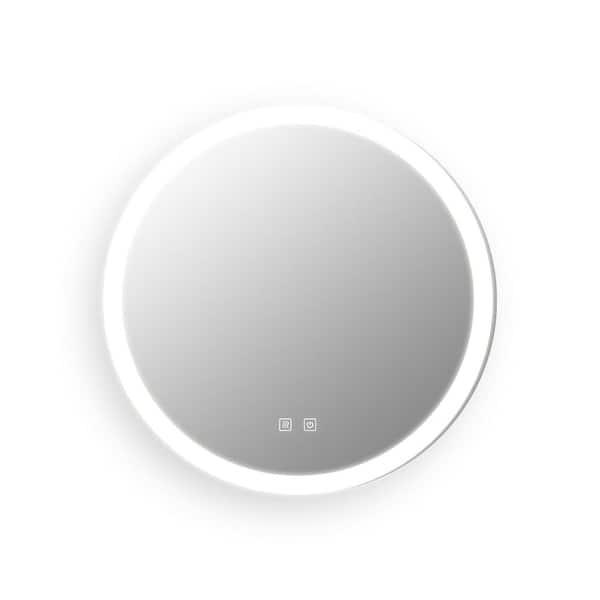 24 in. W x 24 in. H Round Frameless Wall Mount LED Classy Bathroom Vanity Mirror, Wall Switch Control, Anti-Fog