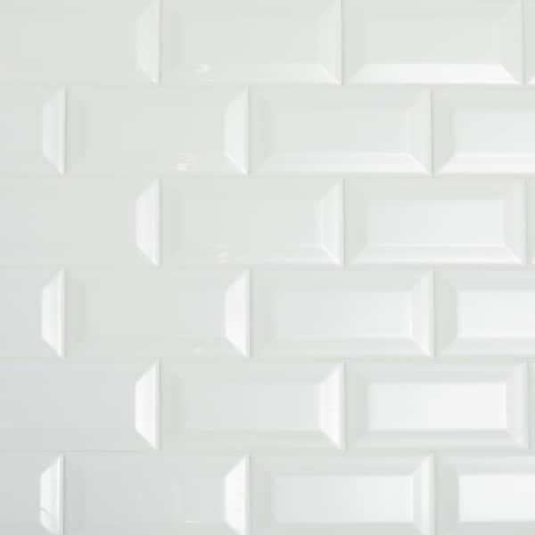 Daltile Restore 3 in. x 6 in. Ceramic Bevel Bright White Subway Tile (10 sq. ft. / case)