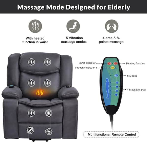 Back & Body Massager Chair Pad with Remote - 10-Motor Heated, Slate