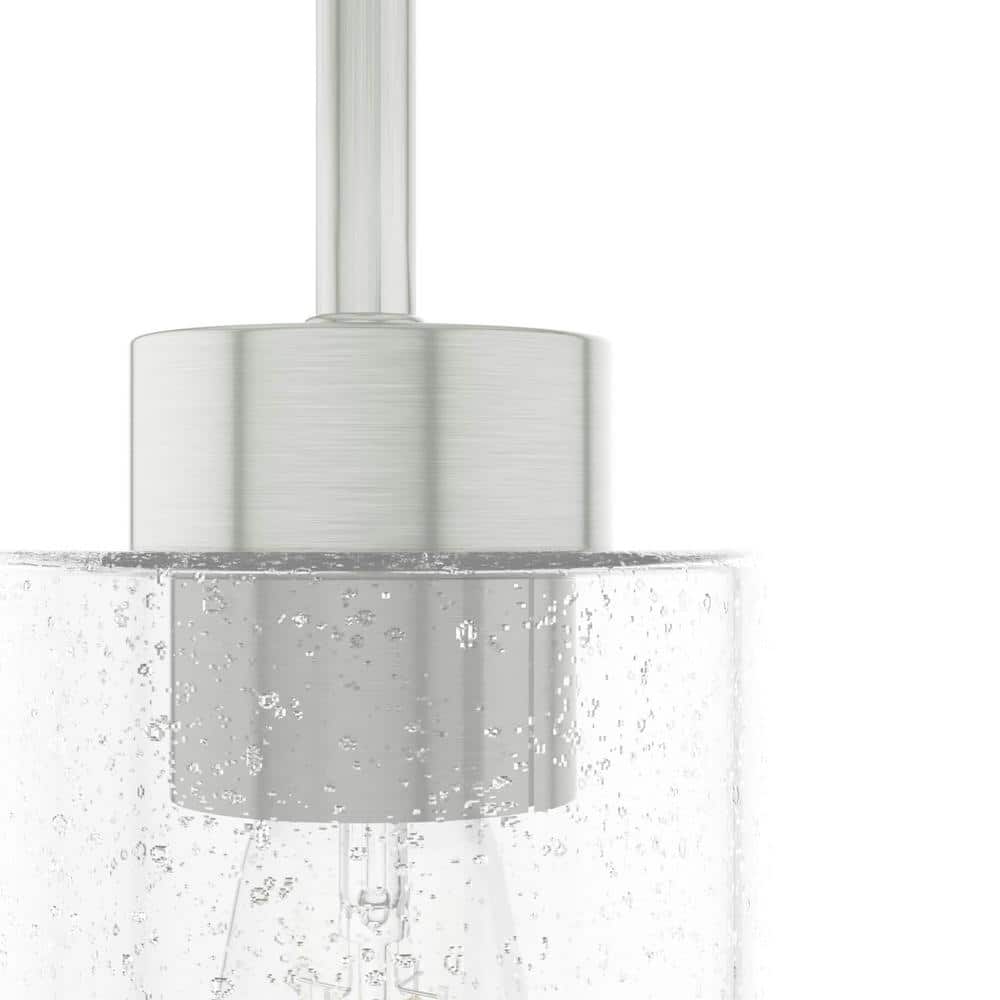 Hartland Brushed Nickel Mini Jar Pendant with Seeded Glass