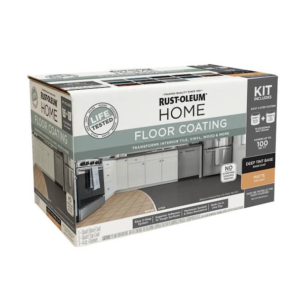 Rust-Oleum Home - 1 Qt. Black Interior Floor Base Matte Clear Coating Kit