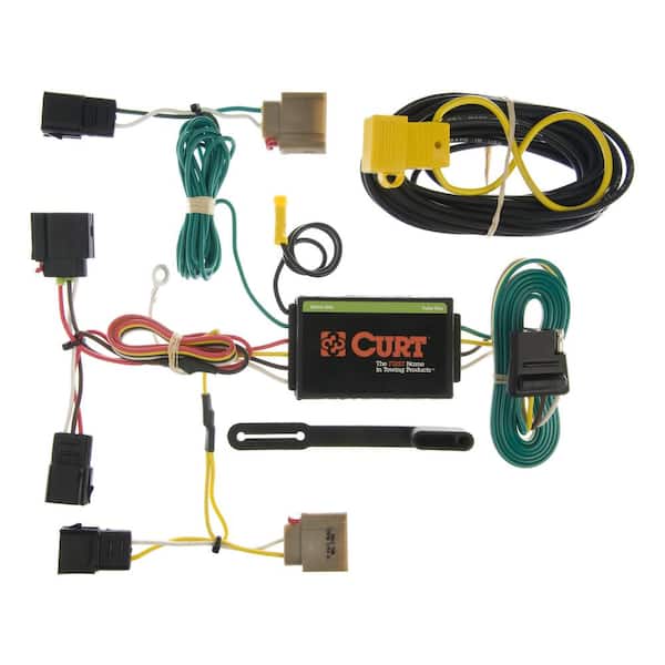 CURT Custom Vehicle-Trailer Wiring Harness, 4-Way Flat Output, Select Dodge Caliber, Jeep Patriot, Compass, Quick T-Connector