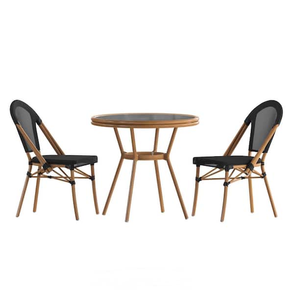 Brown 3-Piece Aluminum Outdoor Dining Set