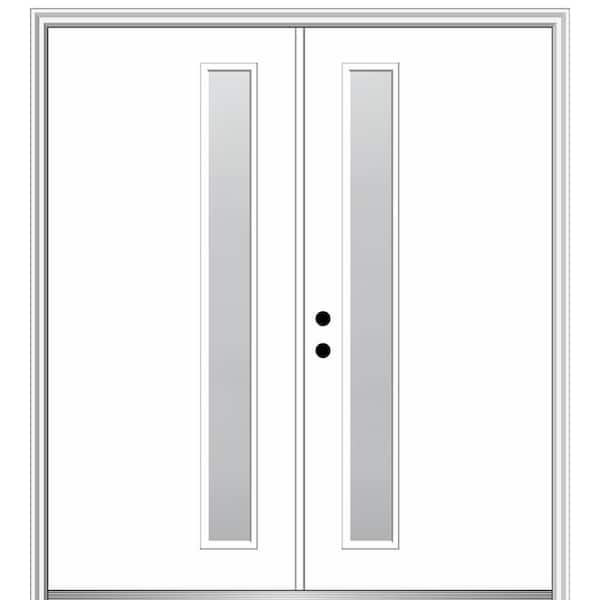 MMI DOOR Viola 64 in. x 80 in. Right-Hand Inswing 1-Lite Frosted Glass Primed Fiberglass Prehung Front Door on 4-9/16 in. Frame