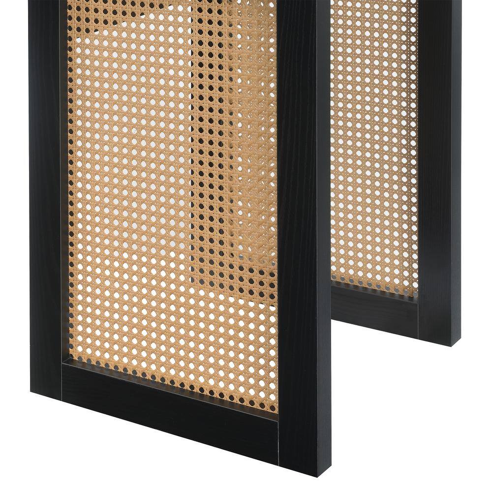 Black and Beige Rattan Weave Square End Table