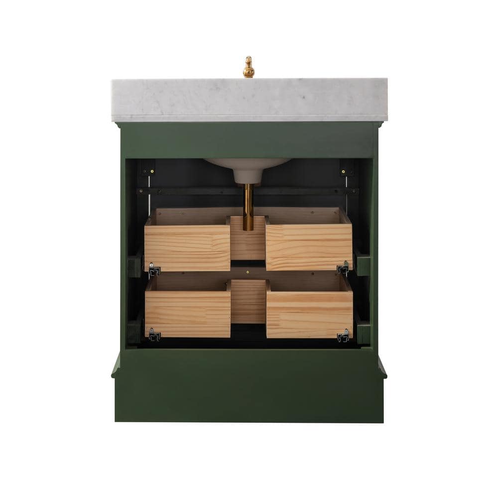 Evergreen Solid Wood Freestanding Vanity with Marble Top