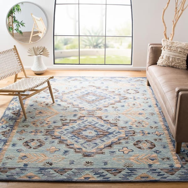 Aspen 11 ft. x 15 ft. Blue/Beige Contemporary Garden Area Rug