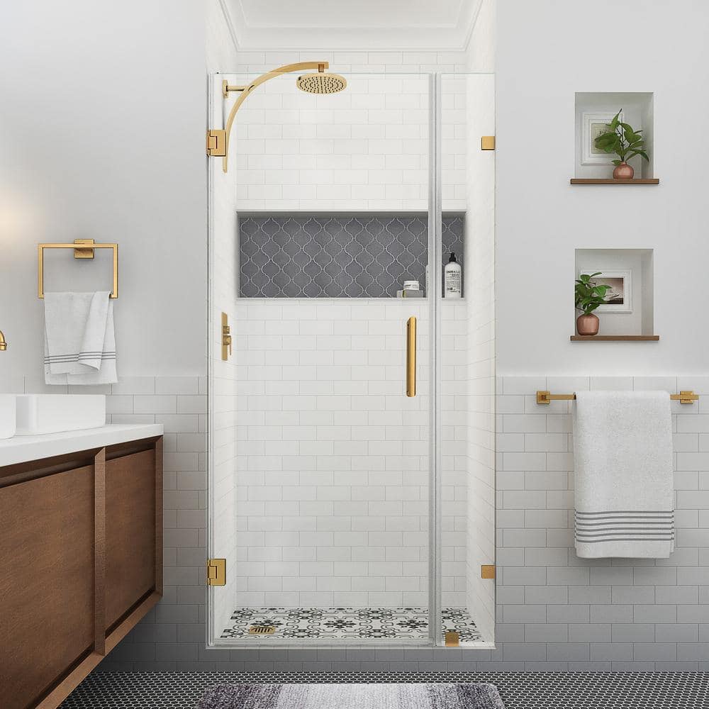 Nautis XL 80" High x 36" Wide Frameless Shower Door in Brushed Gold