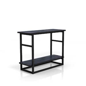 Orenda 31.5 in. Rustic Navy Blue Rectangle PB Wood End Table with Shelf