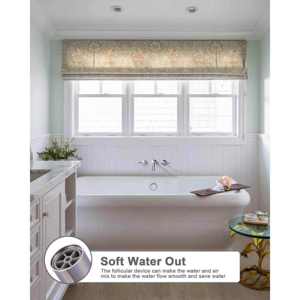 Brushed Nickel Wall Mount Tub Filler with Lever Handles