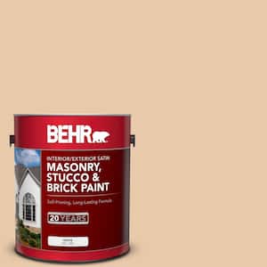 1 gal. #S250-2 Almond Biscuit Satin Interior/Exterior Masonry, Stucco and Brick Paint