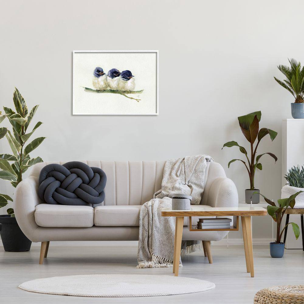 White Framed Trio of Baby Swallows Canvas Print, 24 x 30