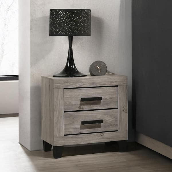 Mari Light Gray 2-Drawer 22 in. W Nightstand