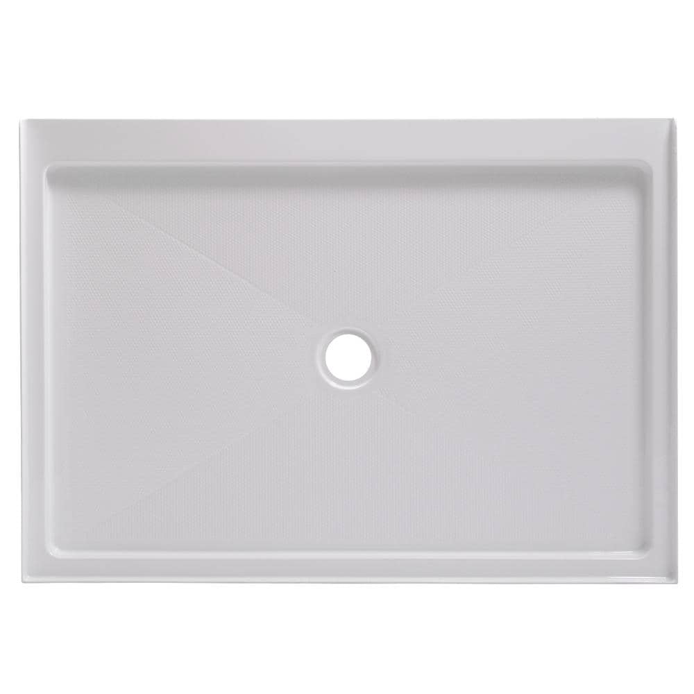 48'' White Rectangular Acrylic Shower Base with Center Drain