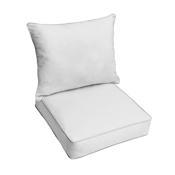SORRA HOME 22.5 x 22.5 x 5 (2-Piece) Deep Seating Outdoor Dining Chair Cushion in Sunbrella Retain Snow