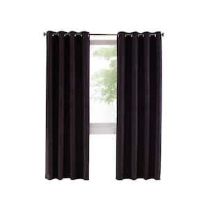 Navar Black Polyester Faux Seude 54 in. W x 108 in. L Grommet Indoor Blackout Curtain (Single Panel)