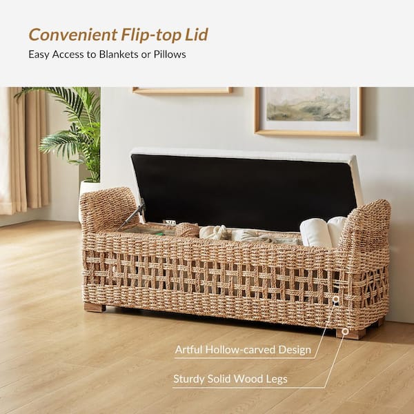 JAYDEN CREATION Joachim Farmhouse Rattan Storage Hollow-Carved