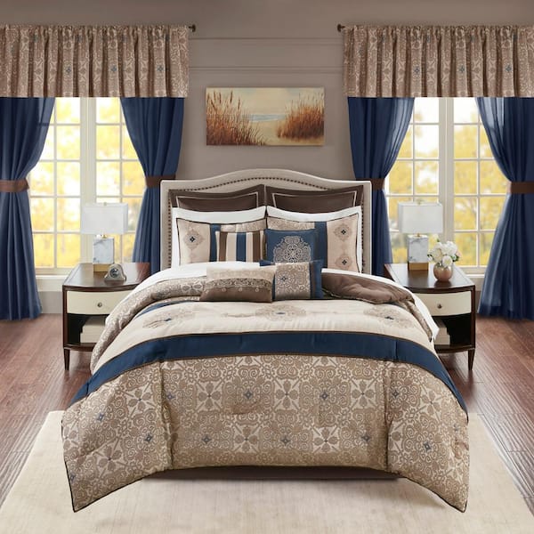 MADISON PARK ESSENTIALS Parker Navy Polyester King Comforter Set