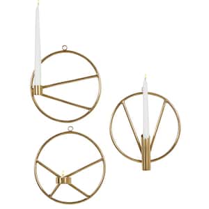 Gold Stainless Steel Modern Candle Wall Sconce (Set of 3)