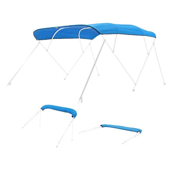 4 Bow Boat Bimini Top, 600D Polyester, Waterproof & Sun Protection, 96 in. L x (97-103 in. )W, Pacific Blue, Storage Bag