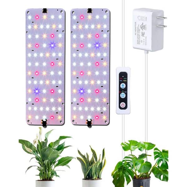 10.1 in. Ultra-Thin Panel Grow Light for Indoor Plants, Full Spectrum, Dimmable, 6/12/16H Timer, Pinkish White