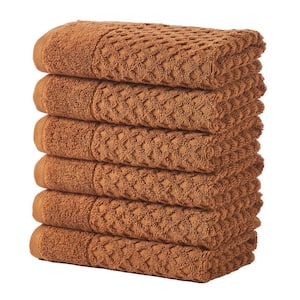 Brown Cotton Lattice Textured 6-Pack Hand Towels