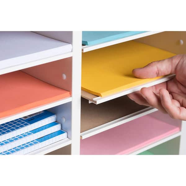 AdirOffice - 36 Compartment Wood Adjustable File Cabinet Literature Organizer, White (2-Pack)