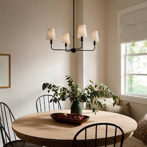 Pallas 25 in. 4-Light Black Traditional Shaded Circle Mini Chandelier for Dining Room