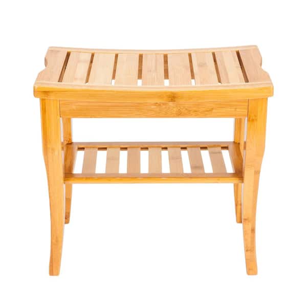 Karl home 18.7 in. x 10.24 in. x 17.52 in. Bamboo Free Standing Shower Seat