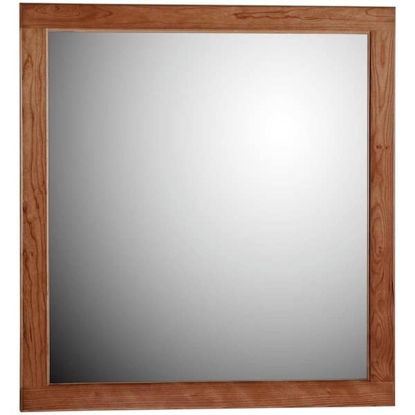 Simplicity by Strasser Ultraline 30 in. W x .75 in. D x 32 in. H Framed Wall Mirror in Medium Alder