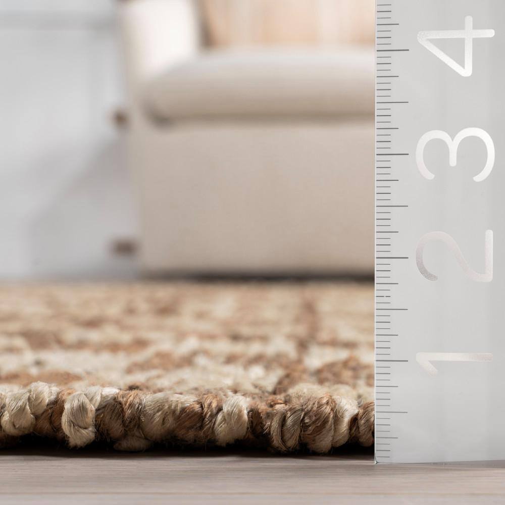 Natural Checkered Flat Woven Jute 4' x 6' Area Rug
