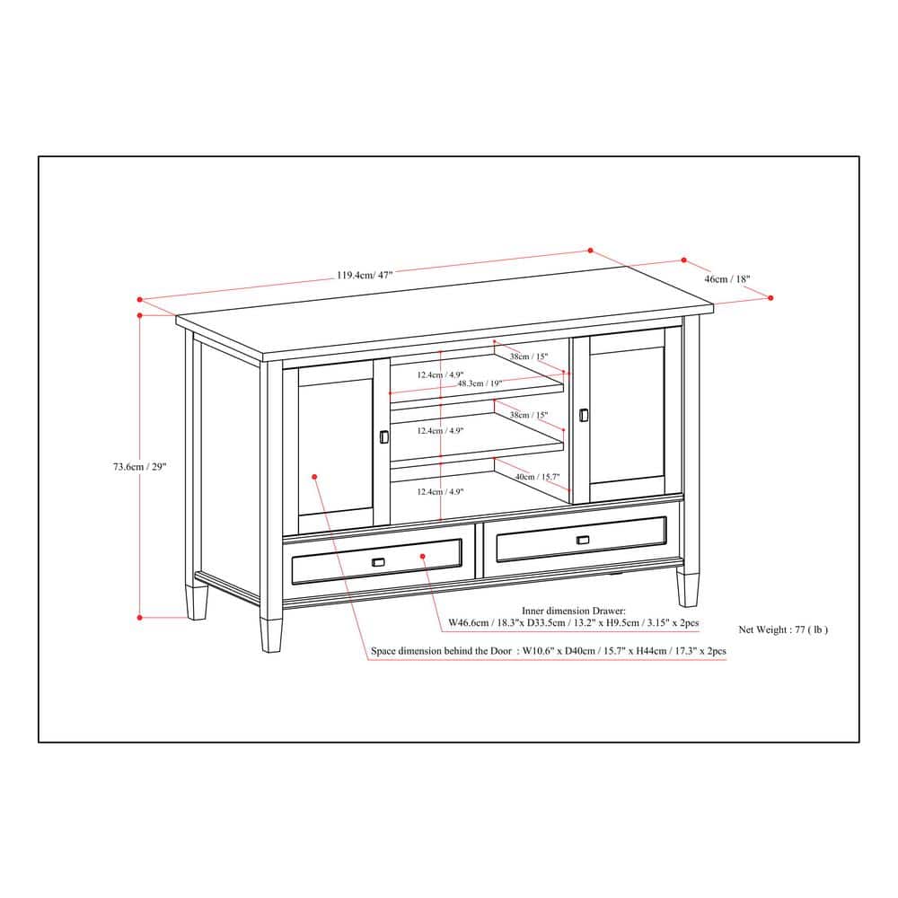 White Solid Pine Wood TV Media Stand for TVs up to 50 inches