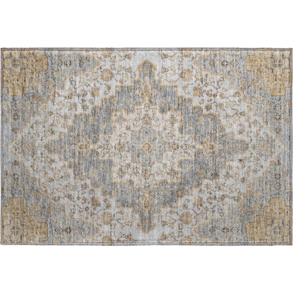 Mayfield Premium Machine Washable Abstract AMF2486 Silver 2 ft. x 3 ft. Accent Rug