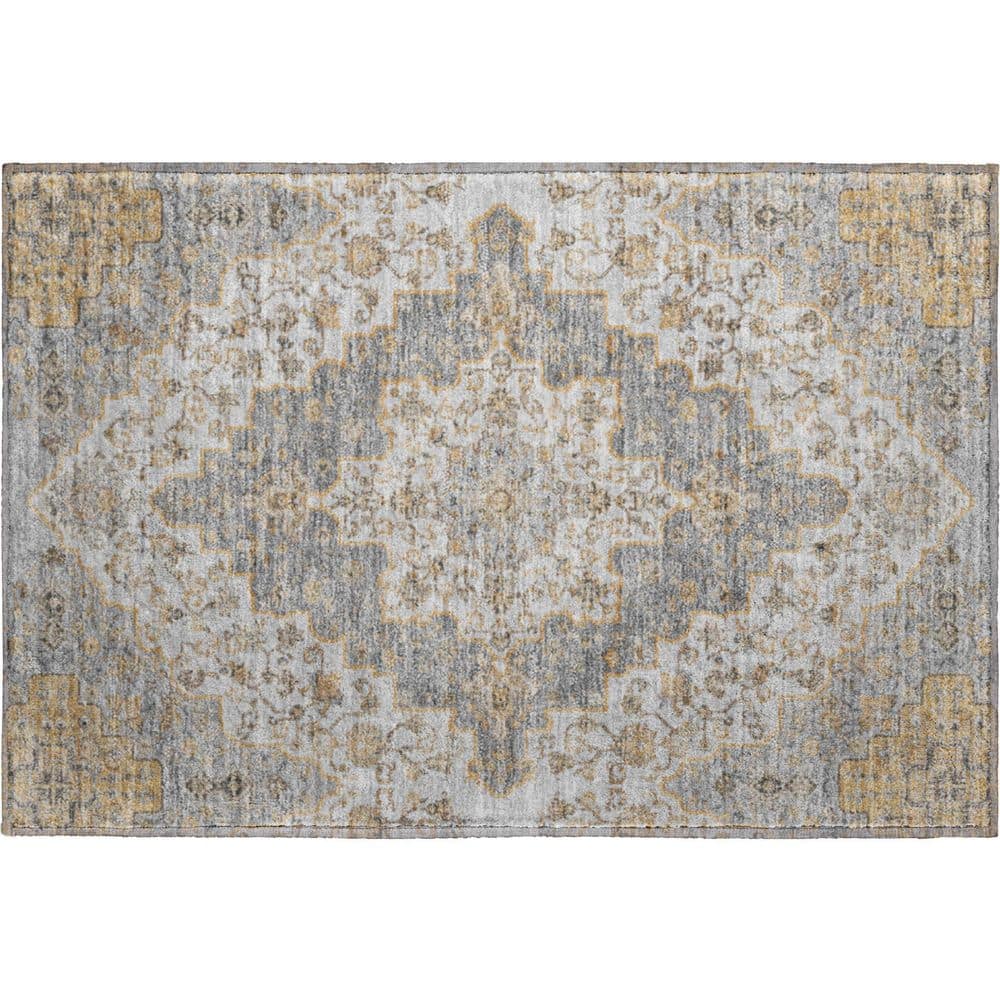 Mayfield Premium Machine Washable Abstract AMF2486 Silver 3 ft. x 4 ft. Area Rug price history on PriceWatchPro