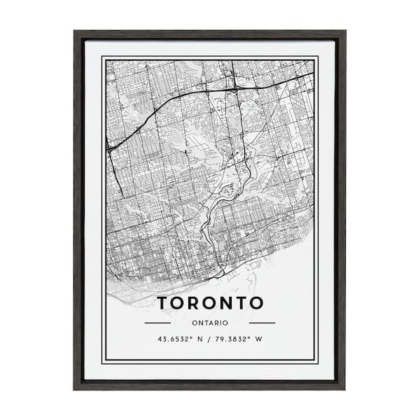 Kate and Laurel Sylvie Toronto Modern Map by Jake Goossen Framed Canvas Map Art Print 24 in. x 18 in.