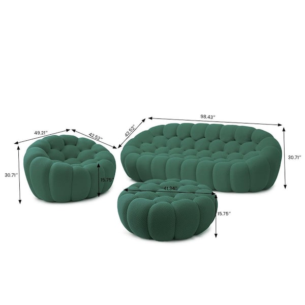Magic Home (3-Piece) Bubble Couch, 98.4 in. Green Mesh