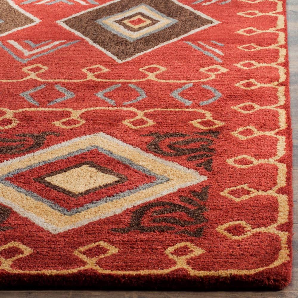 Handmade Red and Multi Wool 6' x 9' Area Rug