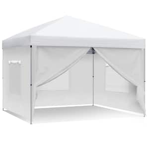 10 ft. x 10 ft. Pop Up Canopy Instant Tent with 1 Removable Sidewall, 4 Ropes, 8 Stakes, 4 Canopy Weights 1 Roller Bag
