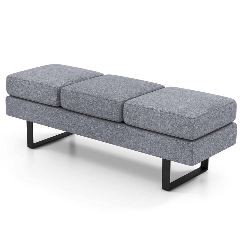 Costway Modern Gray 59 in. Bedroom Bench Waiting Room Bench without ...