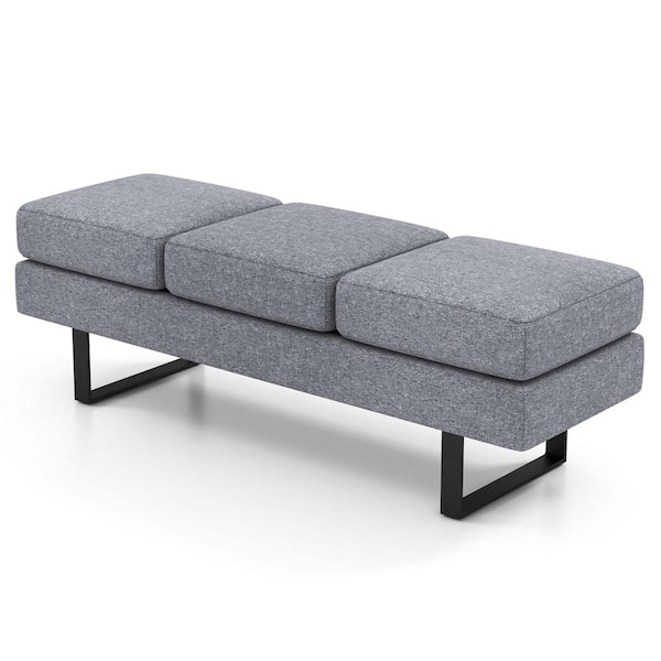 Costway Modern Gray 59 in. Bedroom Bench Waiting Room Bench without Back