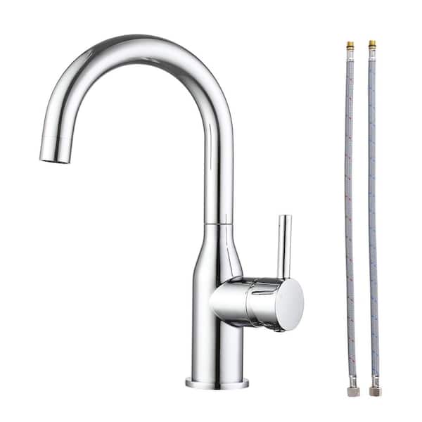 ARCORA Single-Handle Bar Sink Faucet with Water Supply Lines in Chrome