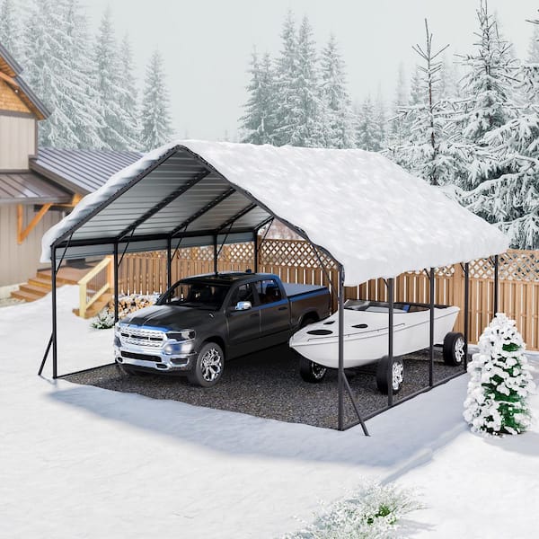 Heavy Duty Metal Carport, Car Garage Shade with Removable Sidewalls, 20 x 20ft. Outdoor Carport with Sturdy Frame & Roof